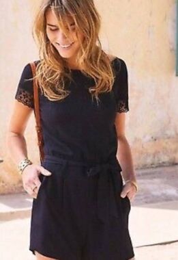 Sezane Amaya Romper in black sz 42/US 10